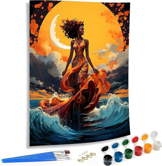 SKRYUIE Paint by Numbers Kits for Adults African Americans, Acrylic Africa Oil Paint by Numbers for Adults Beginner Canvas with Brushes Paintwork Art Crafts for Home Decor 16x20 inch u7