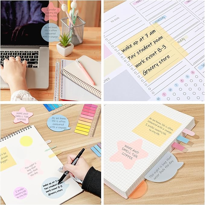 BAYTORY 1700 Sheets Transparent Sticky Notes, 4Pcs Double Maker Pens, See Through Clear Index Tabs, Self-Adhesive Translucent Memo Pads for Bible Accessories (Light Colors)