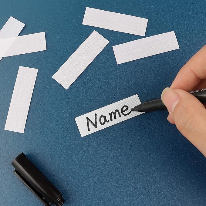 200 PCS Iron on Name Tags for Clothing, Clothing Labels with 2 Pcs Permanent Markers, Personalized Name Fabric Labels for Nursing Home Daycare Camp School Uniforms