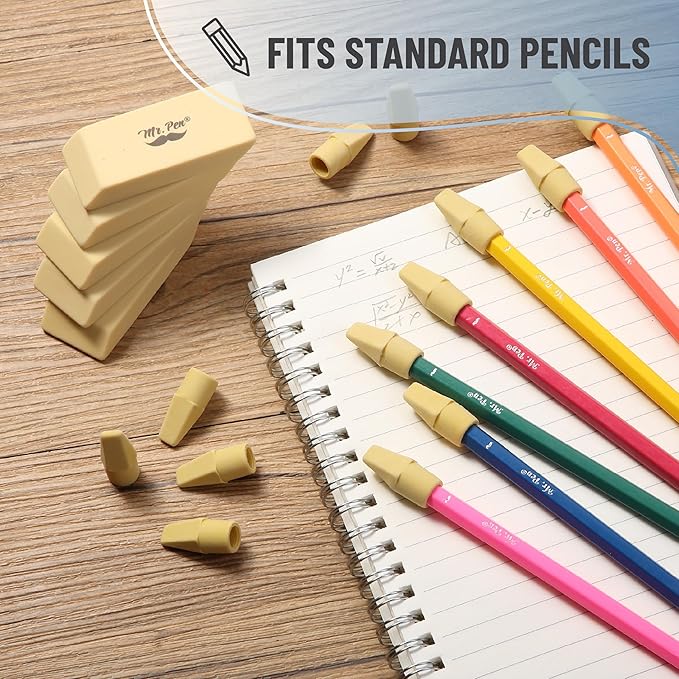 Mr. Pen- School Eraser Combination Set, 66 Pack, Yellow, Latex Free Erasers for School, Office, Art Sketching, Homework, Exams, Clean Smudge-Free Correction