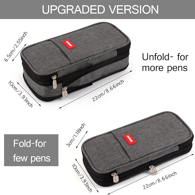 Large Capacity Pencil Case, Expandable Stationery Bag with Zipper compartments, Aesthetic Pencil Case Pouch for Office College School Students Teen Girls Boys