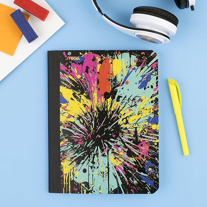 Mead Composition Notebook, College Ruled Paper, 7-1/2" x 9-3/4", 80 Sheets, Firework Burst (850127FA)