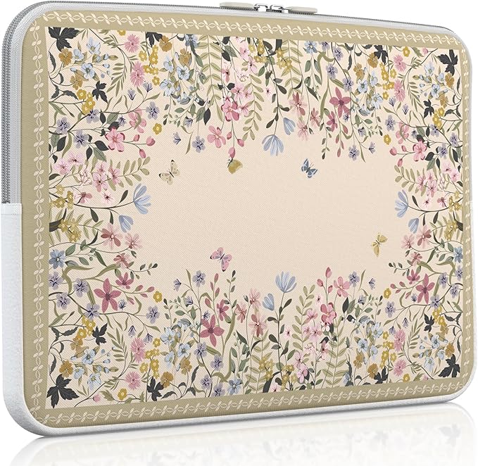 iCasso Laptop Carrying Case 13 inch,Stylish Computer Sleeve for Women Girl,13-13.6 inch Laptop Sleeves Compatible with MacBook Neo/Air/Pro 13-14 Sleeve, HP Dell ASUS Lenovo Chromebook Notebook,Flowers