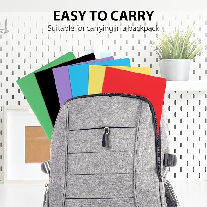 Plastic Folders with Pockets, 2 Pocket, Letter Size | 8.5x11 Paper, Business Card Slot, Black to School Supplies, For Kids / Students / Teachers, Office Organization