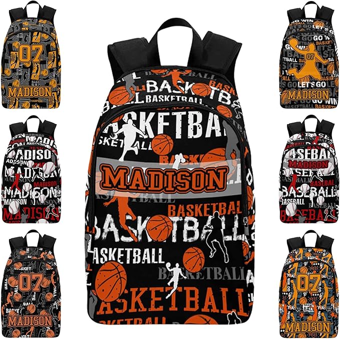 M YESCUSTOM Custom Name Backpack for Boys, Personalized School Boys Bookbag Basketball Backpack Elementary School Bags for Kids Travel Laptop Casual Daypacks