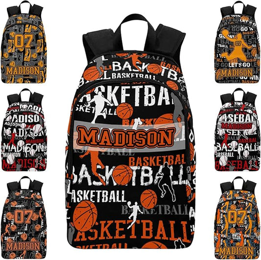 M YESCUSTOM Custom Name Backpack for Boys, Personalized School Boys Bookbag Basketball Backpack Elementary School Bags for Kids Travel Laptop Casual Daypacks