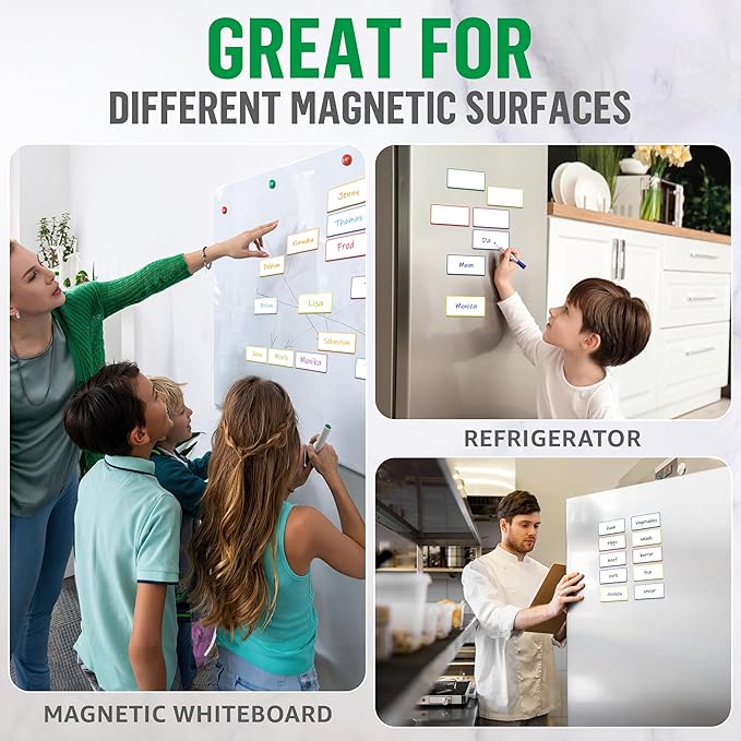 100 Pack Dry Erase Magnetic Labels 2x4 in - Magnetic Name Tags for Classroom Lockers School Bus - Classroom Magnets for Names - Magnet Labels for Whiteboard - Magnet Names Plates for Classrooms