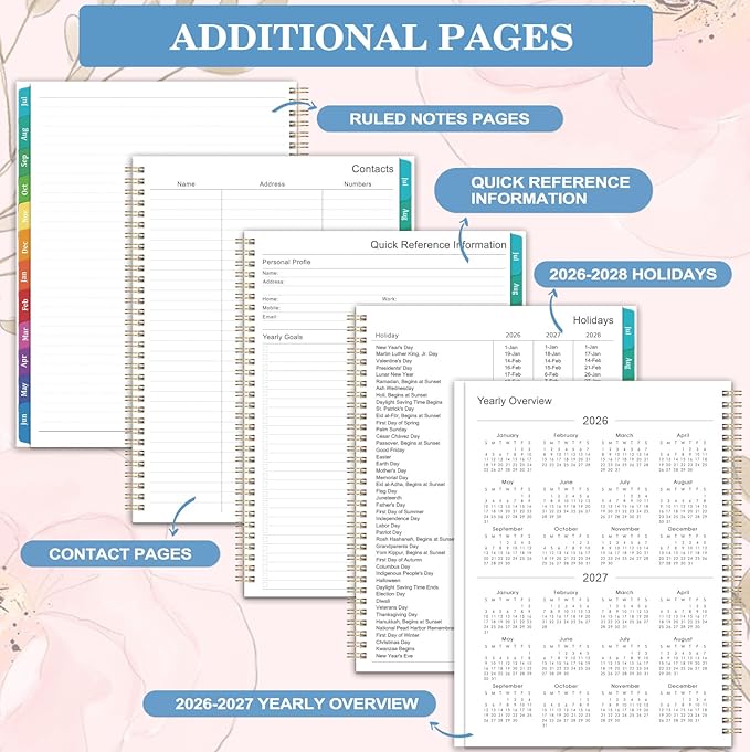 Planner 2026-2027 - Jul. 2026 - Jun. 2027, 8.5" x 11" Planner Weekly and Monthly, Calendar Planner 2026-2027 with 12 Monthly Tabs, Cardboard Cover, Back Pocket