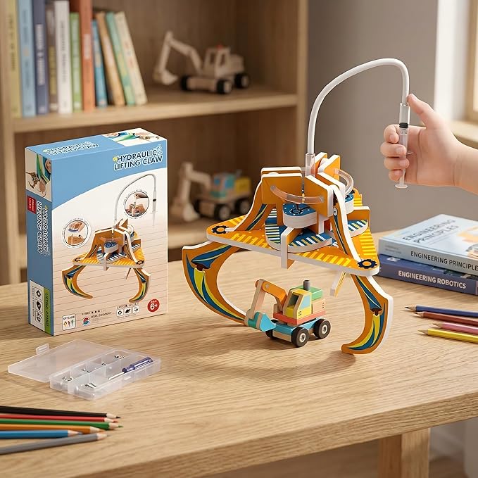 STEM Hydraulic Claw Model Science Kit, Educational Engineering Mechanics Toy for Kids, Teach Hydraulic Transmission Principle