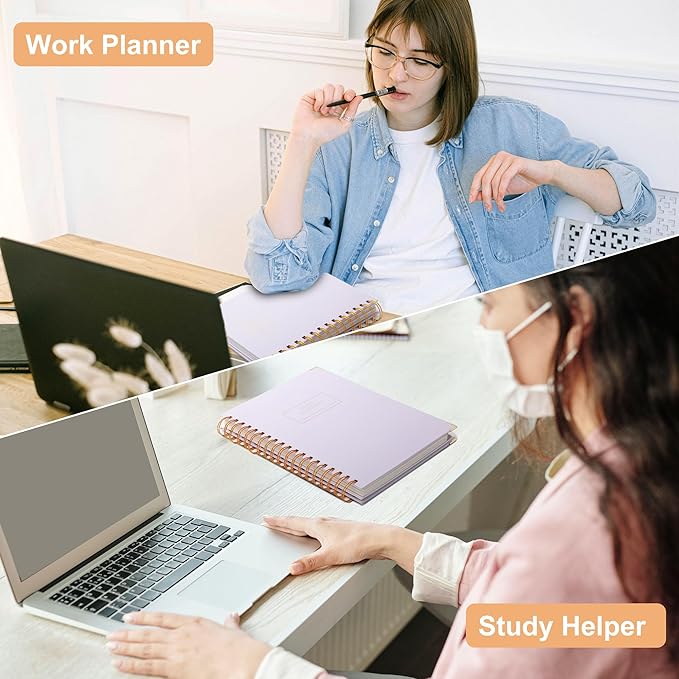 Yoment 3 Pack 5 Subject Notebook College Ruled, Hardcover Spiral Notebooks for Work School, B5 Multi Subject Notebook with Tabs Dividers, 240 Pages Lined Journal for Women Men, Pink&Purple&Blue