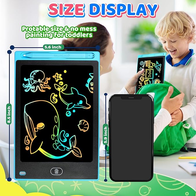 8 Pack LCD Writing Tablet for Kid, 8.5 Inch Doodle Writing Board Drawing Pad, Airplane Travel Activities Quiet Calm Down Classroom Learning Toy for Boy Girl Age 3 4 5 6 7 8 Easter Basket Stuffer