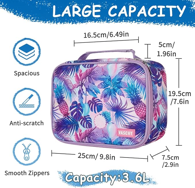 VASCHY Large Pencil Case Bag, Art Supply Marker Organizer Big Pen Pouch with Detachable Layers Slots Multiple Zipper Pockets for Kids Adults School Office Purple