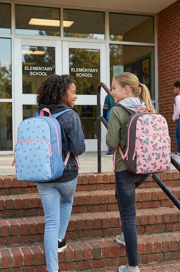 Trail maker Fun School Backpack for Elementary Middle School Girls and Boys | 17 Inch Printed Backpacks for School Kids, Travel (Big Bold Butterflies)