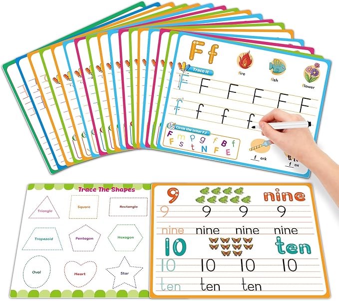 Alphabet Number Shapes Flash Cards,Handwriting Practice Writing Tracing Phonics Preschool Kindergarten Toddler Learning Activities Homeschool Classroom Autism Educational Toys ABC Letter