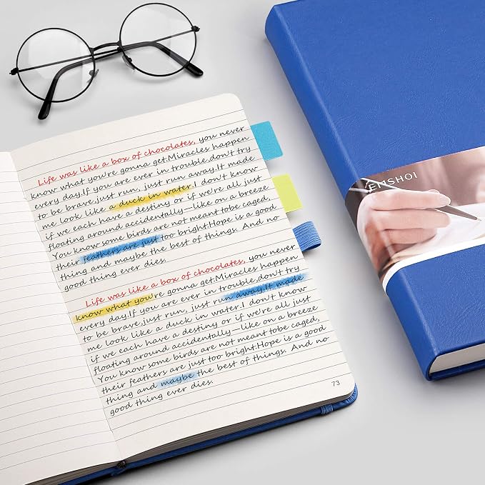 EMSHOI Lined Journal Notebook, 256 Numbered Pages, A5 Size (5.7'' x 8.3'')
