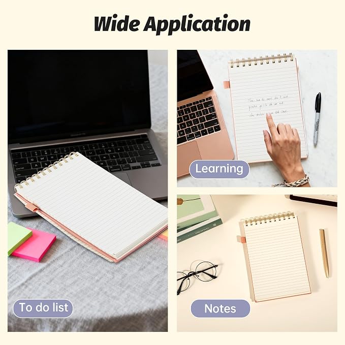 A5 Top Spiral Notebook,240 Pages Steno Pads College Ruled Journal Note Pad