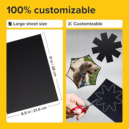 Strong Self-Stick Adhesive Magnetic Sheets 20 Pcs (8.5x11"/22x28cm) – Customizable Magnetic Paper for Photo, Magnet Stickers, Labels, Crafts; for Fridge, Lockers, Whiteboards, Office, Projects