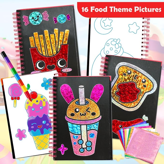 FUNNYB&G Mess-Free Foil Art Craft for Girls Ages 4-10, Kids Birthday Gift