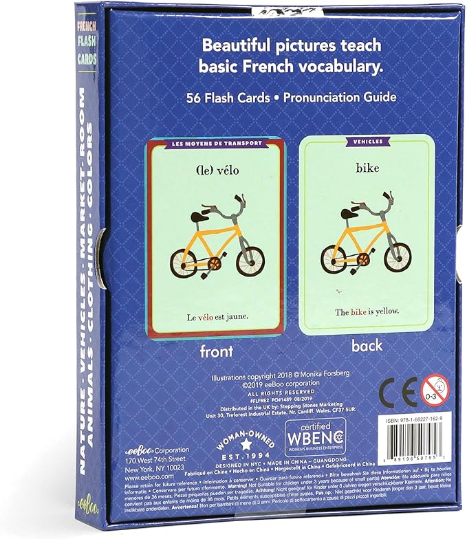 eeBoo: French Vocabulary Flash Cards, Learn French, Imaginative Problem Solving, Educational Games that Cultivates Conversation, Socialization, and Skill-Building, Perfect for Ages 4 and up