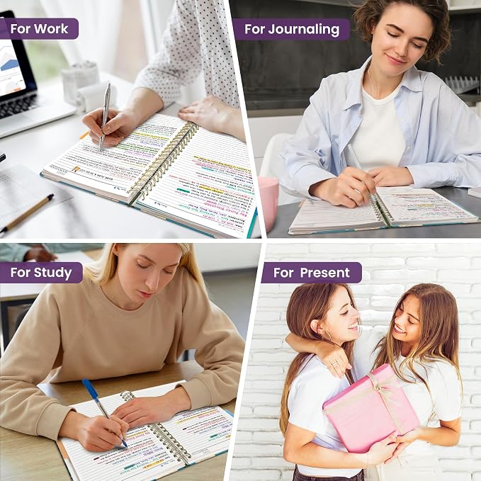 Taja Pretty Large Spiral Lined Notebook for Work with 5 Removable Dividers