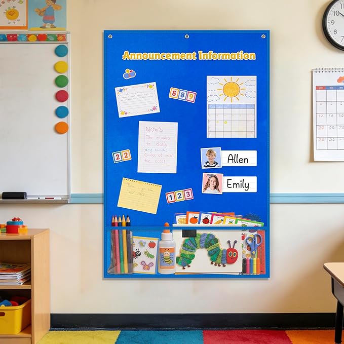 Large Felt Board for Toddlers, 24"x36" Felt Letter Board with Magnetic Strips & Grommets, Felt Bulletin Board Perfect for Interactive Storytelling & Play-Based Learning at Home or in the Classroom