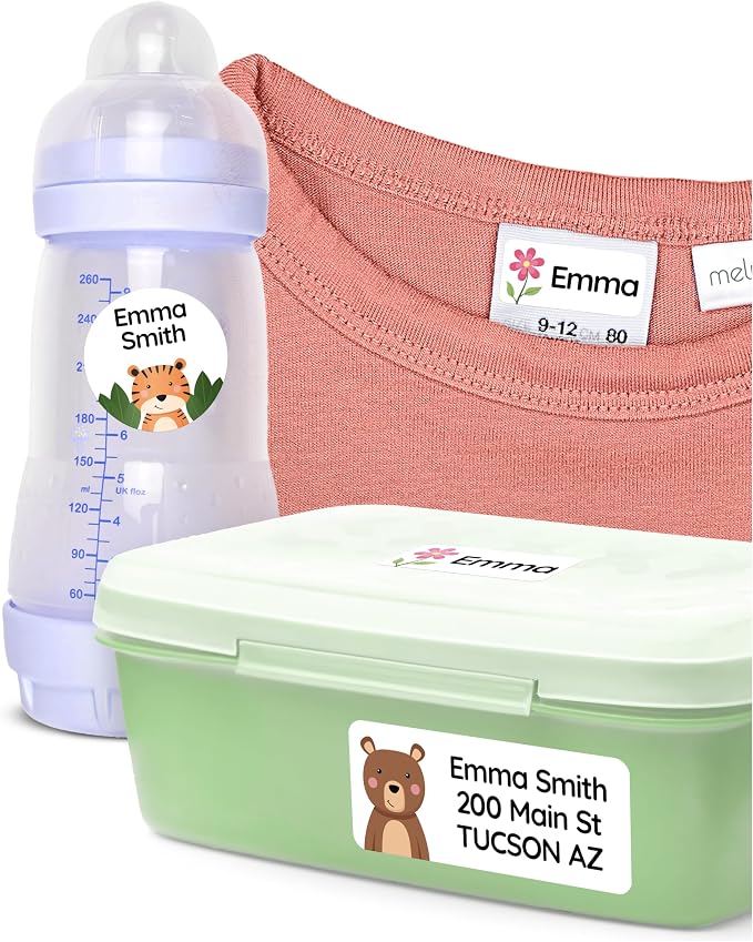 Personalized Daycare Name Labels for Kids [210pcs, Cozy Farm] - Waterproof Name Stickers for School, Baby Bottles & Clothing - Custom Name Stickers - Washable Stick On Labels (Various Sizes)