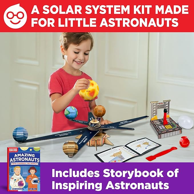 Doctor Jupiter My First Astronaut Kit, Solar System Project Kit for Kids, STEM Space Toys for 5-6-7-8-9-10 Year Old Boys & Girls | 4 in 1 Learning & Educational Toy