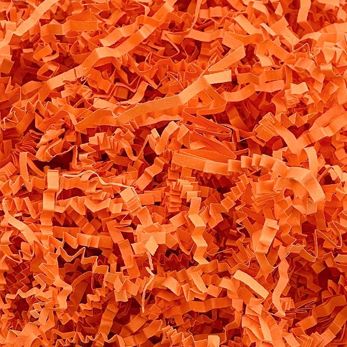 1LB Crinkle Cut Paper Shred Filler for Gift Box Bag and Basket On Halloween(Orange)