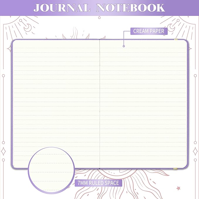 Artfan Ruled Notebook/Journal – Premium Thick Paper Faux Leather Classic Writing Notebook with Pocket + Page Dividers Gifts, Banded, Large, 144 Pages, Hard Cover, Lined (5.8 x 8.4) - Purple
