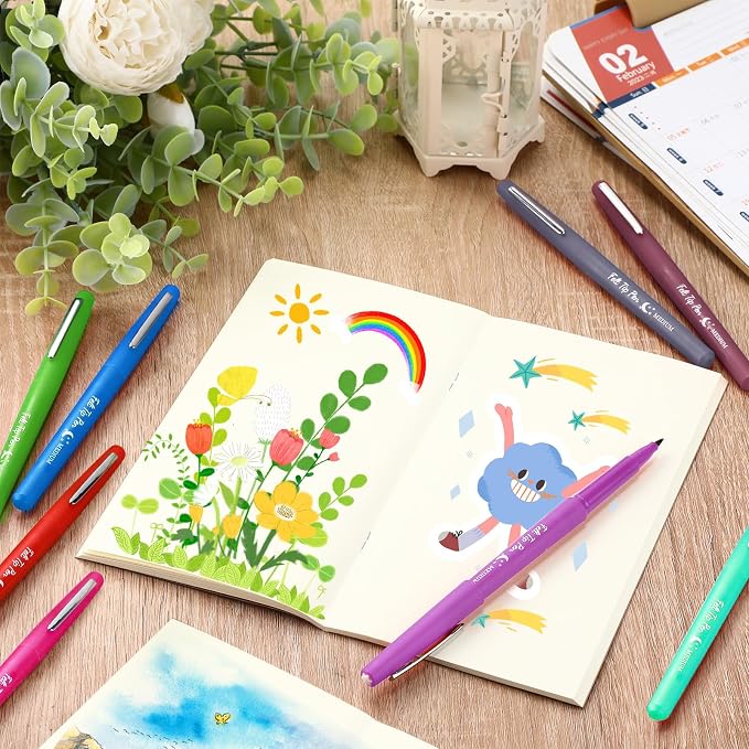 Fuyoooo 36 Pcs Multicolor Felt Tip Pens, Quick Dry, 0.7 mm Medium Point