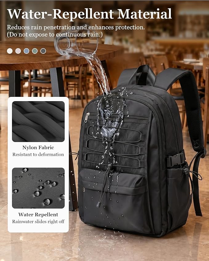 suwasp College Backpack for Women, Waterproof Laptop Backpack Fits 15.6 Inch Laptop, School Bookbag with Water Bottle Pocket, Anti Theft Work Backpack for College, Travel, Commuter, Black