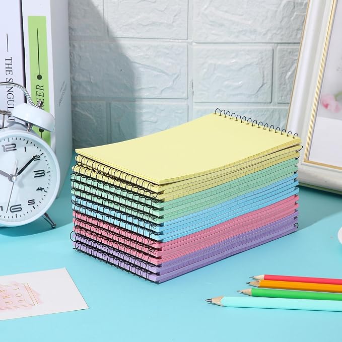 25 Pack Pastel Colored Legal Pads Top Bound Spiral Notebook College Ruled Steno Pads 8.5 x 11, 5 x 8 Inch Hard Cardboard Paper Notepad for Office School (5x8 Inch)