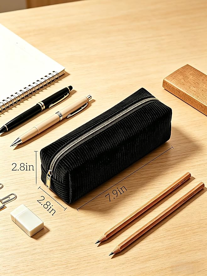 Pencil Case, Pencil Pouch for Women, Pencil Case Small, Pencil Pouch Aesthetic (Black)