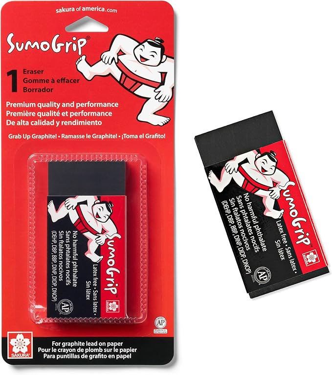 SAKURA 50257 SumoGrip Premium Block Eraser 1Pc, White