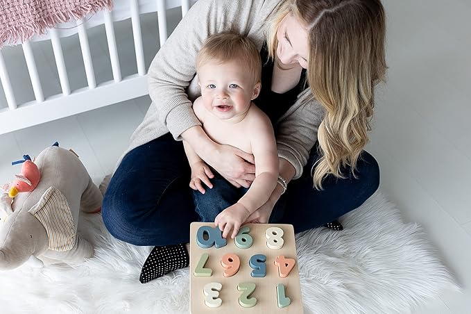 Pearhead Wooden Numbers Puzzle, 1–10 Counting Learning Toy for Toddlers, Montessori Educational Puzzle