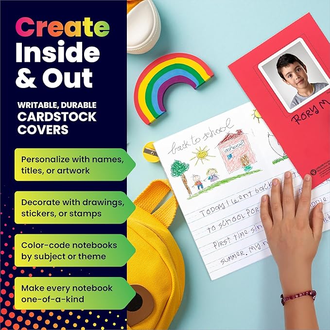 Hygloss Half Blank Books for Kids to Write Stories & Illustrate – Bulk 6 Pack – 5.5" x 8.5" A5 Primary Journal for Grades K-2, Preschool/Kindergarten Notebook with Picture Space – 24 Pages, Colored