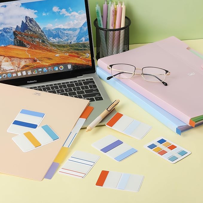Mr. Pen- Sticky Index Tabs, 500 Pcs, 21 Sets, Colorful, Writable Colored Pages Markers Labels for Reading Notes, Books, Binders, Notebook, Folders and Classify Files, Water-Resistant