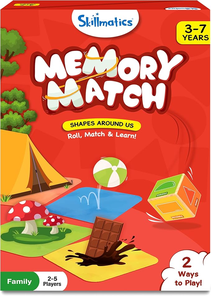 Skillmatics Memory Match - Shapes, Fun & Fast Matching Board Game for Kids, Educational Preschool Game for Toddlers, Boys & Girls Ages 3, 4, 5, 6 & 7, Learning & Brain Development Toy