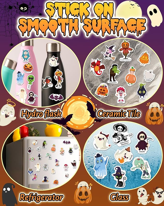 Benresive Reusable Sticker Book for Toddlers, Stickers for Kids, Travel Toys for Arts & Crafts Activities, Birthday Gift for Boys & Girls, Halloween Themes