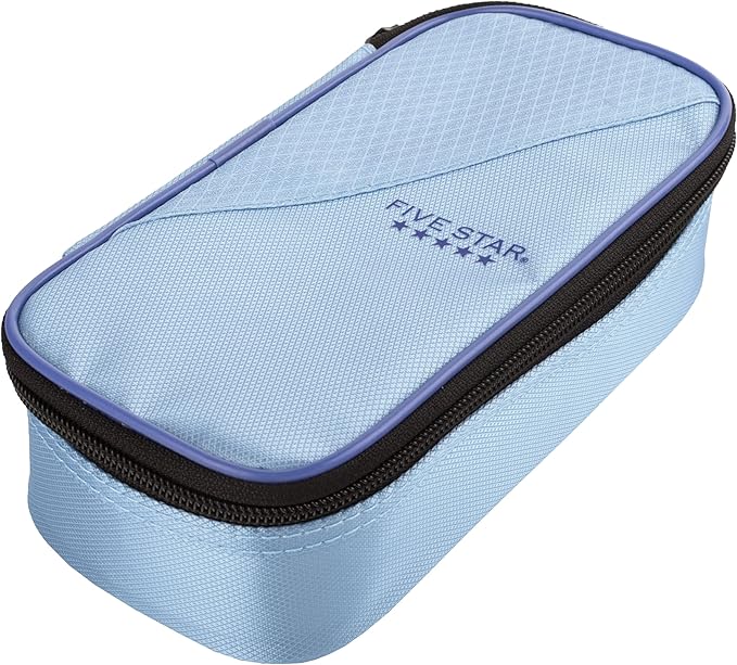 Five Star Pencil Pouch, Pen Case, High-Capacity Zipper Pouch, Storage Organizer for School Supplies Earbuds Chargers Cables Makeup, Blue/Denim (500212F-ECM) (Pack of 12)