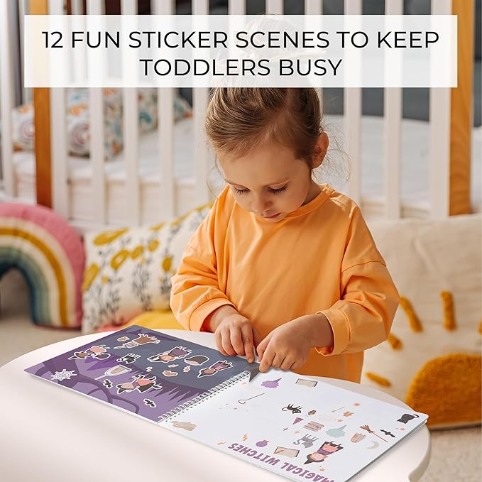 ZICOTO Fun Sticker Book for Toddlers 2-4 Years - Perfect Kids Activity Book with Beautiful Stickers & 12 Themes for Entertaining Toddlers 4-8 While Traveling - Incl. Princess, Unicorn & Coloring Pages