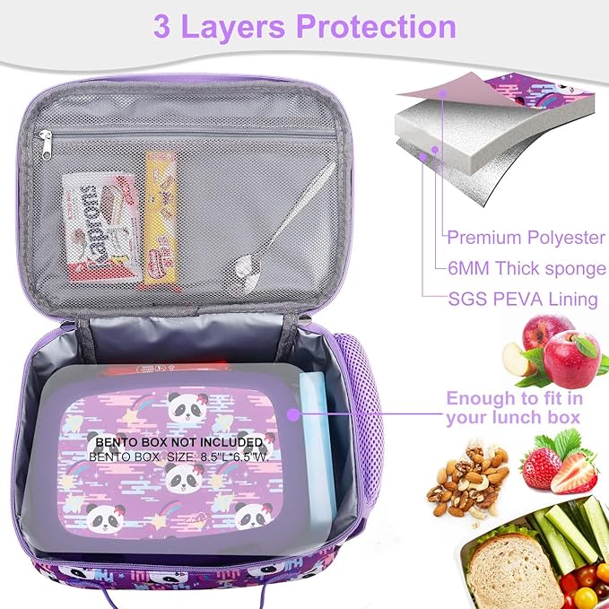 RHCPFOVR Kids Lunch Bag - Insulated Lunch Box for Boys Girls,Washable Lunch Bag and Reusable Toddler Leak-proof Lunchbox for School and Daycare