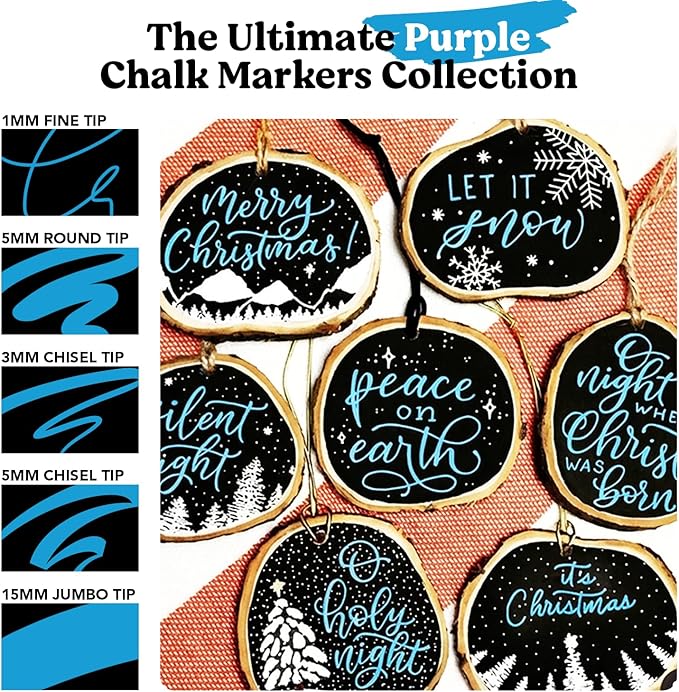 Chalkola 6 Blue Chalk Markers - Dual tip, Fine & Jumbo Tip (1mm, 3mm, 5mm, 15mm) | Erasable Liquid Chalk Pens for Blackboard, Chalkboard Signs, Car Window, Bistro, Glass | Washable Chalkboard Markers