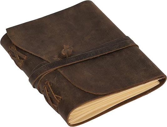 Leather Journal Travel Diary, Handmade Vintage Bound Notebook for Men & Women, Antique Finish, Genuine Buffalo Leather- Quality Lined Brown Paper Perfect for Notes, Art Sketchbook, 7X5 Inches, Brown