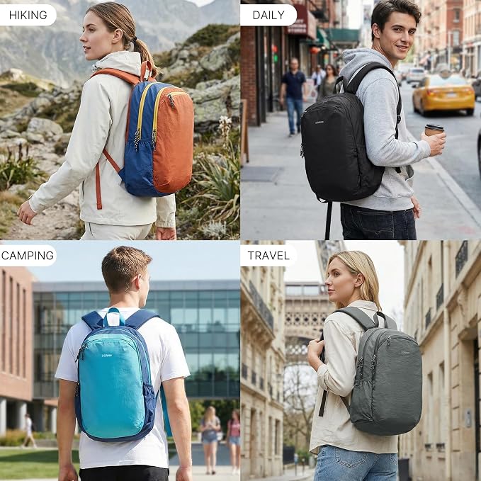 G4Free 15L Hiking Backpack Lightweight Small Daypack for Women Men | Padded Back&Strap, with Chest Strap, for Travel Outdoor Campus, Orange