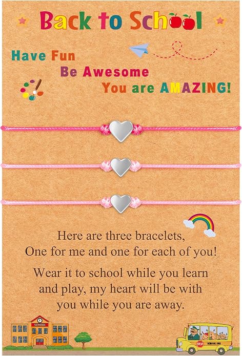 EOBOH Back to School Supplies, Back to School Bracelet Mommy and Me, Prek Matching Wish Bracelets Set, Adjustable Bracelet for Boys Girls Gifts Stuff Bulk