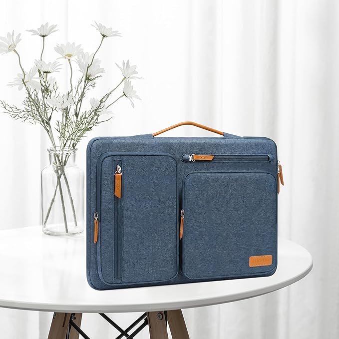 MOSISO 360 Protective Laptop Case 14 inch, 14 inch Laptop Sleeve Compatible with HP Lenovo Dell ASUS Acer, HP, Dell Latitude, Lenovo, Side Open Carrying Case with 4 Zipper Pockets&Handle, Haze Blue