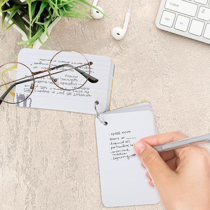 Index Cards 3x5 Inch Ruled Index Card with Ring, Note Taking Ruled Paper for Journaling, Recipe, Flash Cards | Ring Index Card, Elastic Band, Hard Cover, Elegant Designs, 75 Cards - 3 Pack (Style C)