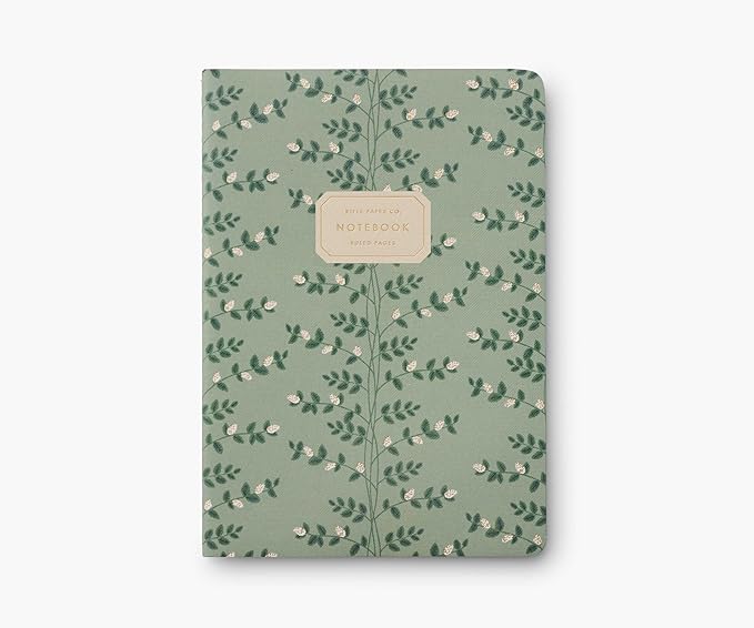 RIFLE PAPER CO. Dahlia Stitched Notebook Set, Assorted Set of 3 Notebooks, 64 Ruled Pages including Gold Ink, Full Color Canvas Cover with White Text Paper Interior, Lay-Flat Binding
