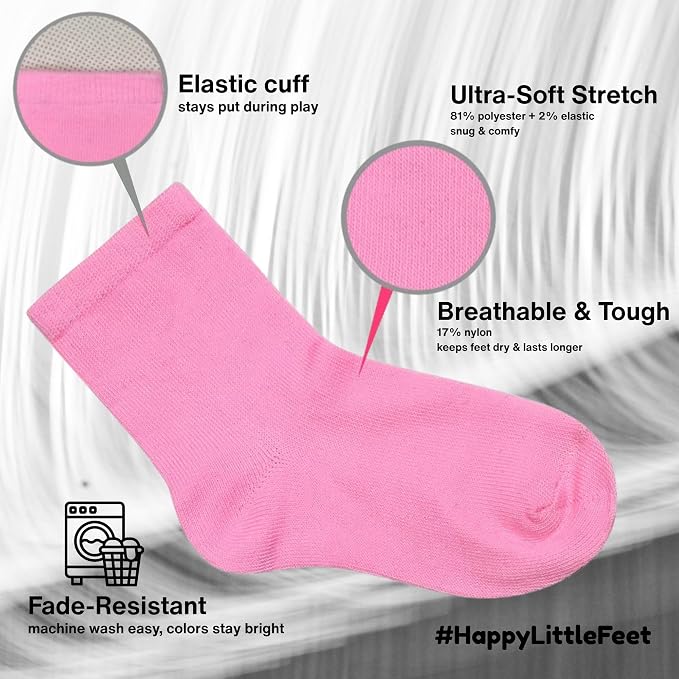 GENTABY Kids Socks 24 pairs Cozy Athletic Crew Socks for Boys and Girls(1-13Years)